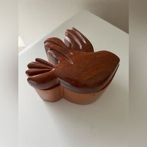 Vintage Wood Dove Trinket Box With Lid Handmaid Signed Carlos Coy Folk Art